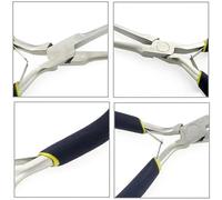 Metal Mini Pliers for Precision Jewelry Making with Bent Flat Nose and Side Round End Cut Design, Ergonomic Handle for Detailed Crafting Tasks(A)