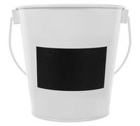 Metal Mini Trash Can with Handle and Blackboard Design for Small Waste | White Iron Construction, Easy to Clean, Portable Format, Retro Appearance for Kitchens, Toilets, Offices and Tea Bags