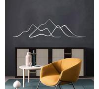 Metal Minimalist Mountain Wall Art, Metal Abstract Line Mountain Range Wall Artwork Decor, Black Artwork Decoration for Living Room,Bedroom Hallway and Stairs Nature Home Decor (Silver