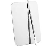 Metal Mixing Palette, Stainless Steel Makeup Plate Rectangle Foundation/Lip Colors/Pigments Mixing Plate With Spatula, For Artist Draw Tool, Paint Mix,Nail-Art (11.5 * 7.5Cm)