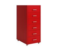 Metal Mobile Document Cabinet on Wheels 6 Drawers Vertical File Storage for Home Office Red Document nizer Rolling Filing Cabinet Space Saving Design