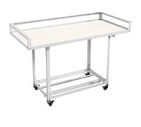 Metal Mobile Stall Vendor Cart with 176lbs Weight Capacity, Height Adjustable Double Layer Retail Table for Outdoor Street Market(White,60x100x120cm/24x39x47in)