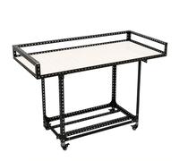 Metal Mobile Stall Vendor Cart with 176lbs Weight Capacity, Height Adjustable Double Layer Retail Table for Outdoor Street Market(Black,60x100x120cm/24x39x47in)