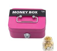 Metal Money Box With 2 Keys, Lockable Portable Petty Cash, Deposit Tin With Removable Change Tray, Small Cash Money Box With Coin Slot, Lockable Metal Petty Coin Notes Money Key Lock
