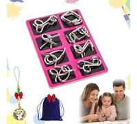 Metal Montessori Puzzle Solving, 24pcs 3D Metal Brain Teaser Puzzles Set for Adults, Challenging Iron Ring Puzzle IQ Logic Game, Educational Party Favor Travel Thinking Toy (B)