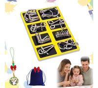 Metal Montessori Puzzle Solving, 24pcs 3D Metal Brain Teaser Puzzles Set for Adults, Challenging Iron Ring Puzzle IQ Logic Game, Educational Party Favor Travel Thinking Toy (C)