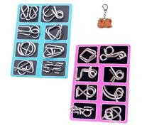 Metal Montessori Puzzle Solving, 3D Metal Brain Teaser Puzzle Set, Unlock Interlocking Games, Reverse Thinking Educational Logic for Party Home Travel Challenge (Blue + Pink)