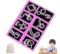 Metal Montessori Puzzle Solving, 8-24pcs 3D Metal Montessori Puzzle Set with Pouch, Metals Puzzles Brain Teasers IQ Test MetalPuzzle Toy for Kids/Adults,Solving Metals Wire Fidget Toy (A1)