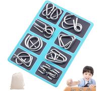 Metal Montessori Puzzle Solving, 8-24pcs 3D Metal Montessori Puzzle Set with Pouch, Metals Puzzles Brain Teasers IQ Test MetalPuzzle Toy for Kids/Adults,Solving Metals Wire Fidget Toy (A2)