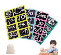 Metal Montessori Puzzle Solving, 8-24pcs 3D Metal Montessori Puzzle Set with Pouch, Metals Puzzles Brain Teasers IQ Test MetalPuzzle Toy for Kids/Adults,Solving Metals Wire Fidget Toy (32PC)