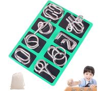 Metal Montessori Puzzle Solving, 8-24pcs 3D Metal Montessori Puzzle Set with Pouch, Metals Puzzles Brain Teasers IQ Test MetalPuzzle Toy for Kids/Adults,Solving Metals Wire Fidget Toy (A3)