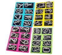 Metal Montessori Puzzle Solving, Circular Metal Wire Puzzle Set with Storage Bag, A Brain-Teasing and Challenging Ring Unlocking and Interlocking Set (32/Silver)