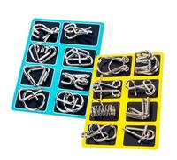 Metal Montessori Puzzle Solving, Circular Metal Wire Puzzle Set with Storage Bag, A Brain-Teasing and Challenging Ring Unlocking and Interlocking Set (16/Silver)