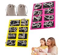 Metal Montessori Puzzle Solving, Metal Brain Teaser Puzzles Physics Mind, Metals Puzzle Set, Metals Puzzles Ring Educational Toys, 3D Brain-boosting Patience Game (A+C)