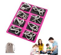 Metal Montessori Puzzle Solving, Metal Brain Teaser Puzzles Physics Mind, Metals Puzzle Set, Metals Puzzles Ring Educational Toys, 3D Brain-boosting Patience Game (A)