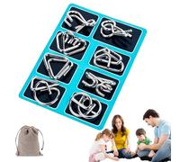 Metal Montessori Puzzle Solving, Metal Brain Teaser Puzzles Physics Mind, Metals Puzzle Set, Metals Puzzles Ring Educational Toys, 3D Brain-boosting Patience Game (B)