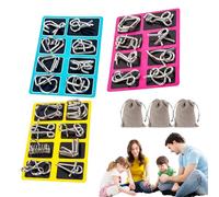 Metal Montessori Puzzle Solving, Metal Brain Teaser Puzzles Physics Mind, Metals Puzzle Set, Metals Puzzles Ring Educational Toys, 3D Brain-boosting Patience Game (A+B+C)