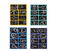 Metal Montessori Puzzle Solving, Metal Brain Teaser Puzzles Ring, 3D Ring Physics Educational Logic Toys, Challenging Iron R-ing Puzzl-e, Rin-g Disentanglement Set (4pcs)