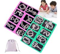 Metal Montessori Puzzle Solving, Metal Montessori Puzzle, Metals Brain Teaser Puzzles, Metals Wire Puzzles Set of 16/24PCS with Pouch, for Party Favor Kids Adults Challenge (Color C+D)