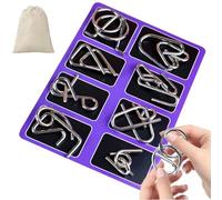 Metal Montessori Puzzle Solving, Metal Wire Puzzles Set for Adults, Brain Teaser Puzzles Physics Mind, Engaging Building Toy & Brain Teaser (Purple)