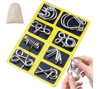 Metal Montessori Puzzle Solving, Metal Wire Puzzles Set for Adults, Brain Teaser Puzzles Physics Mind, Engaging Building Toy & Brain Teaser (Yellow)