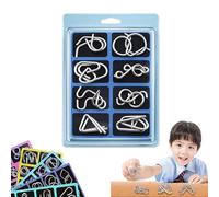Metal Montessori Puzzle Solving Set, 3D Metal Challenge Puzzle Toy, Rust-Resistant Design, Chinese Ring Magic Metals Brain Teaser, Reverse Thinking Physics Mind Puzzles for Focus & Patience (C)