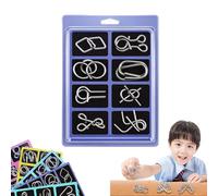 Metal Montessori Puzzle Solving Set, 3D Metal Challenge Puzzle Toy, Rust-Resistant Design, Chinese Ring Magic Metals Brain Teaser, Reverse Thinking Physics Mind Puzzles for Focus & Patience (D)