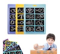 Metal Montessori Puzzle Solving Set, 3D Metal Challenge Puzzle Toy, Rust-Resistant Design, Chinese Ring Magic Metals Brain Teaser, Reverse Thinking Physics Mind Puzzles for Focus & Patience (ABC)