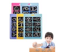Metal Montessori Puzzle Solving Set, 3D Metal Challenge Puzzle Toy, Rust-Resistant Design, Chinese Ring Magic Metals Brain Teaser, Reverse Thinking Physics Mind Puzzles for Focus & Patience (ABCDE)