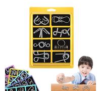 Metal Montessori Puzzle Solving Set, 3D Metal Challenge Puzzle Toy, Rust-Resistant Design, Chinese Ring Magic Metals Brain Teaser, Reverse Thinking Physics Mind Puzzles for Focus & Patience (A)