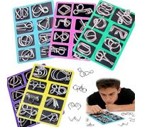 Metal Montessori Puzzle Solving Set, Challenging Iron Ring Puzzle for Kids Adults，Reverse Thinking Physics Mind Games(5 Set)