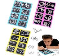 Metal Montessori Puzzle Solving Set, Metal Puzzles Brain Teasers, 3D Montessori Metals Puzzle Set, Difficult Metals Brain Teaser Puzzles, Wire Puzzles Mind Challenge Games (3 Set)