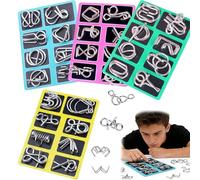 Metal Montessori Puzzle Solving Set, Metal Puzzles Brain Teasers, 3D Montessori Metals Puzzle Set, Difficult Metals Brain Teaser Puzzles, Wire Puzzles Mind Challenge Games (4 Set)