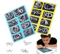 Metal Montessori Puzzle Solving Set, Metal Puzzles Brain Teasers, 3D Montessori Metals Puzzle Set, Difficult Metals Brain Teaser Puzzles, Wire Puzzles Mind Challenge Games (2 Set)