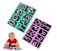 Metal Montessori Puzzle Solving Set, Metal Wire Puzzle Set, Chinese Ring Magic Trick Toy, Physics Mind Metals Puzzles Educational Iron Wires Unlock Interlock Set Party Gam (A+C)