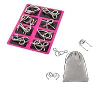 Metal Montessori Puzzle Solving Set, Ultimate Metal Puzzle for Adults, Brain Teaser Puzzles Physics Mind with Carry Pouch (8-b)