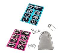 Metal Montessori Puzzle Solving Set, Ultimate Metal Puzzle for Adults, Brain Teaser Puzzles Physics Mind with Carry Pouch (16-c)