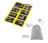 Metal Montessori Puzzle Solving Set, Ultimate Metal Puzzle for Adults, Brain Teaser Puzzles Physics Mind with Carry Pouch (8-c)