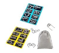 Metal Montessori Puzzle Solving Set, Ultimate Metal Puzzle for Adults, Brain Teaser Puzzles Physics Mind with Carry Pouch (16-b)