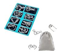 Metal Montessori Puzzle Solving Set, Ultimate Metal Puzzle for Adults, Brain Teaser Puzzles Physics Mind with Carry Pouch (8-a)