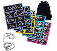 Metal Montessori Puzzle Solving Set, Wire Puzzles Brain Teasers with Pouch, Difficult Iq Test Disentanglement Chinese Ring Magic, Iron Link Unlock Interlock for Money Gift(40pcs)