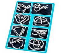 Metal Montessori Puzzles, 3D Metal Puzzle Solving Set, Brain Teaser Puzzles, Challenging Interlocking Iron Wire Puzzle, Logic Thinking Toys for Home Party Fun and Skill Building(Blue*1)