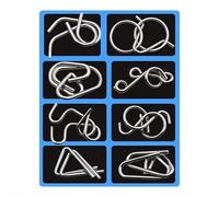 Metal Montessori Puzzles Set of 8, 3D Brain Teaser Wire Puzzles Solving for Adults & Kids, Physics Mechanical Ring Set, IQ Logic Mind Games, Fidget Toys, Party Game