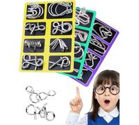 Metal-Montessoris Puzzle Solving - Metal Brain Teaser Puzzle, Metal Wire Puzzle Set, Reverse Thinking Physics Mind Games, Brain Teaser IQ Test for Adults & Kids (I#)