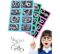 Metal-Montessoris Puzzle Solving - Metal Brain Teaser Puzzle, Metal Wire Puzzle Set, Reverse Thinking Physics Mind Games, Brain Teaser IQ Test for Adults & Kids (E#)