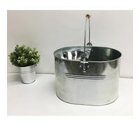 Metal Mop Bucket 13L litres Large Galvanised Reinforced Heavy Duty Thick Metal Steel Mop Bucket for Home Office General Cleaning - Industrial Galvanized Steel