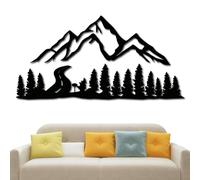 Metal Mountain Wall Decor - Hill And Trees Metal Wall Sign,Abstract Ornament, Modern Iron Hill And Trees Sign Rustic For Bedroom