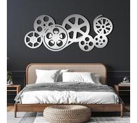 Metal Movie Reel Wall Art, Vintage Movie Decor, Modern Art Sculpture Home Decoration, Metal Artwork Decoration for Living Room,Bedroom Hallway and Stairs Nature Home Decor (Silver 48L