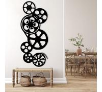 Metal Movie Reel Wall Art, Vintage Movie Decor, Modern Art Sculpture Home Decoration, Metal Artwork Decoration for Living Room,Bedroom Hallway and Stairs Nature Home Decor (Black 30L x