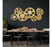 Metal Movie Reel Wall Art, Vintage Movie Decor, Modern Art Sculpture Home Decoration, Metal Artwork Decoration for Living Room,Bedroom Hallway and Stairs Nature Home Decor (Gold 41L x
